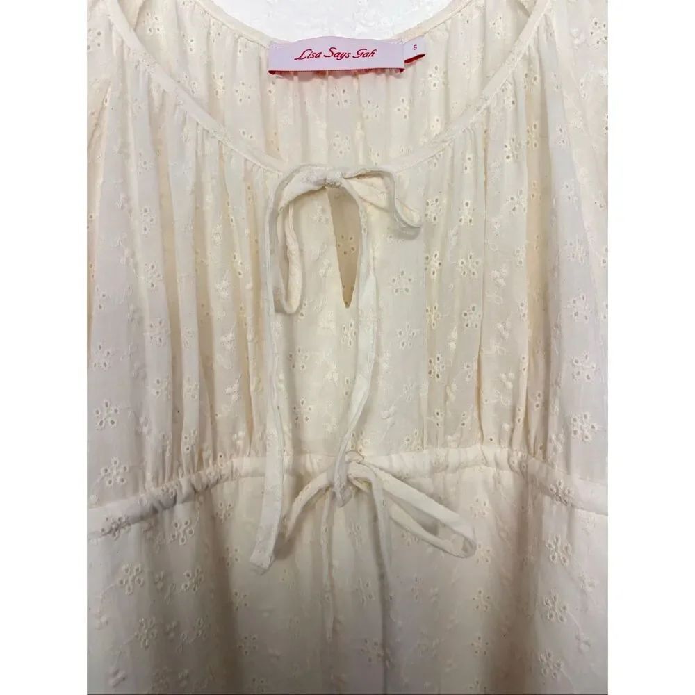 Lisa Says Gah Luxe Midi Dress in Milk Eyelet Size S - Picture 7 of 12
